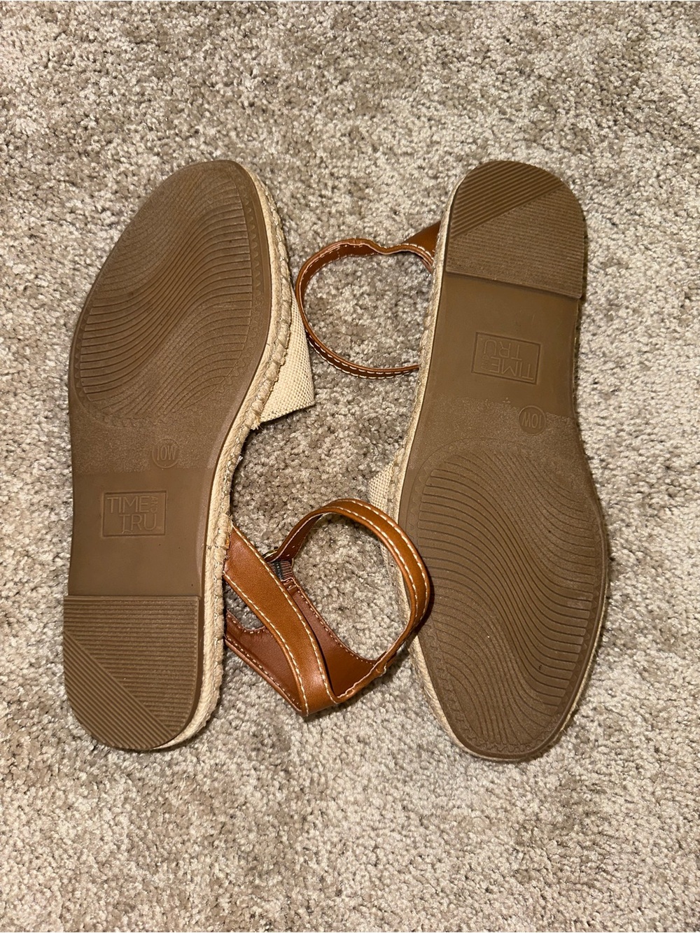 Time and Tru Cream Canvas Espadrille Ankle-Strap Flats - Picture 2 of 2